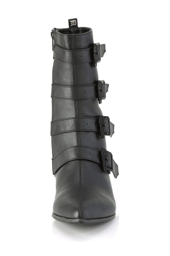 WARLOCK-110-C Black Vegan Leather Knee Boot