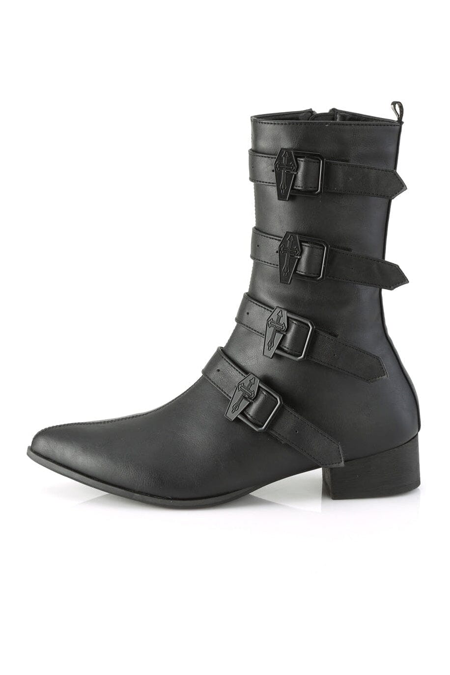 Demonia WARLOCK-110-C Black Vegan Leather Knee Boot in Black Vegan Leather