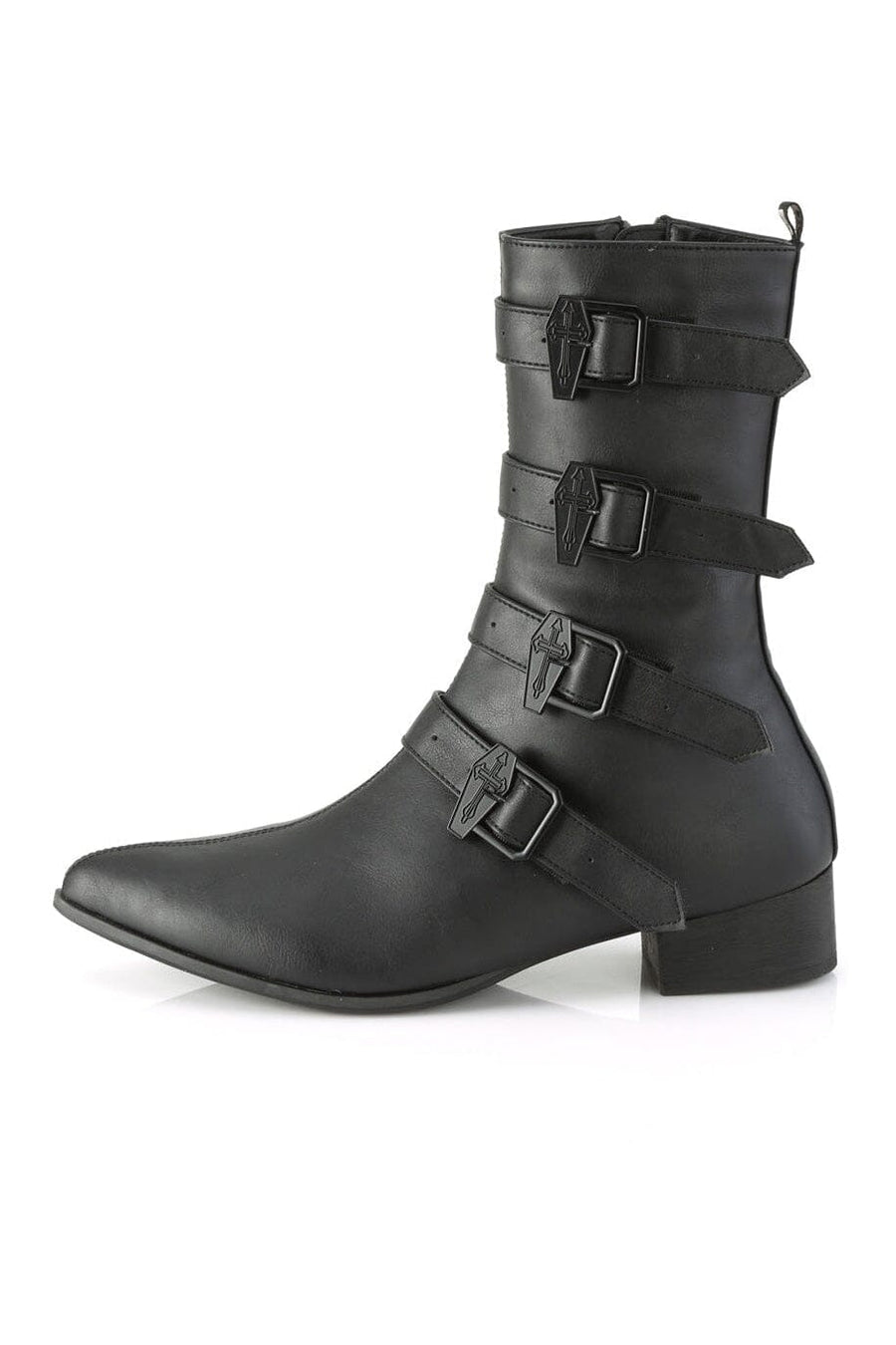 Demonia WARLOCK-110-C Black Vegan Leather Knee Boot in Black Vegan Leather