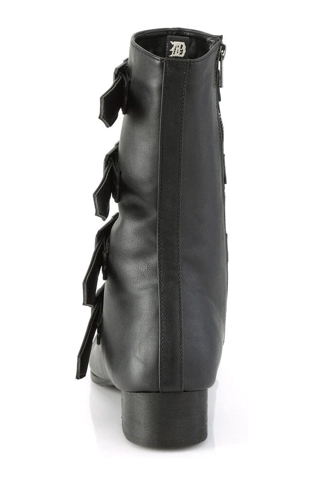 Demonia WARLOCK-110-C Black Vegan Leather Knee Boot in Black Vegan Leather