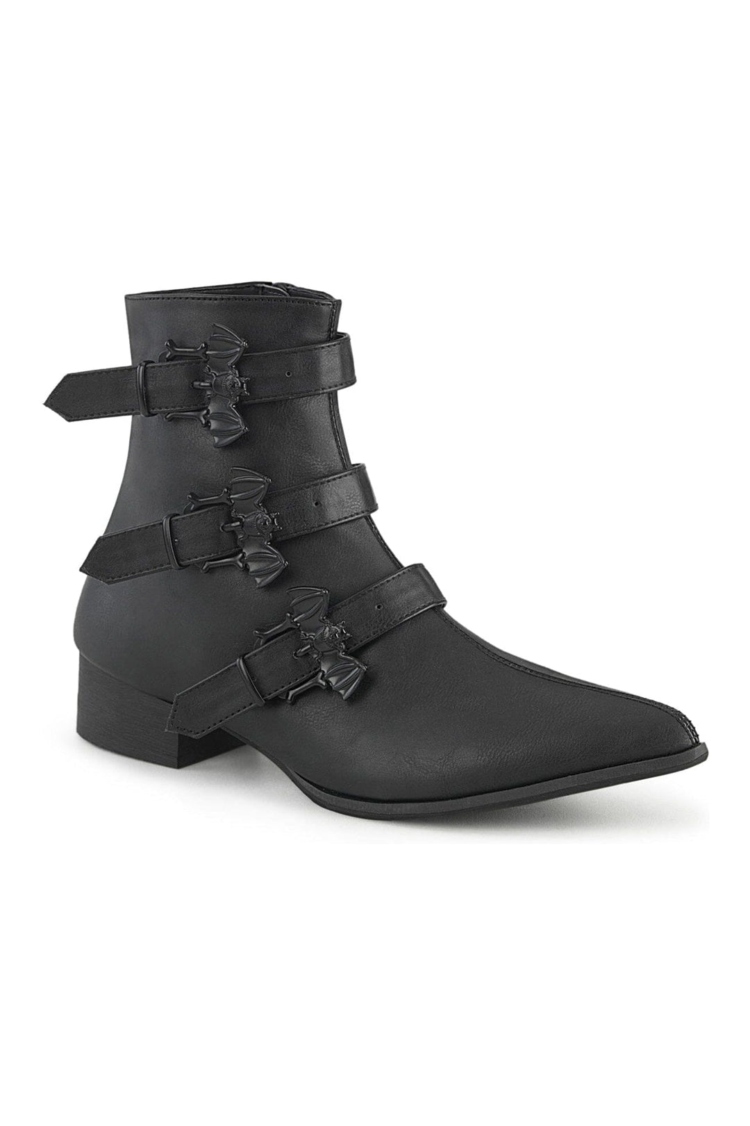 WARLOCK-50-B Black Vegan Leather Ankle Boot-Ankle Boots-Demonia-Black-10-Vegan Leather-SEXYSHOES.COM
