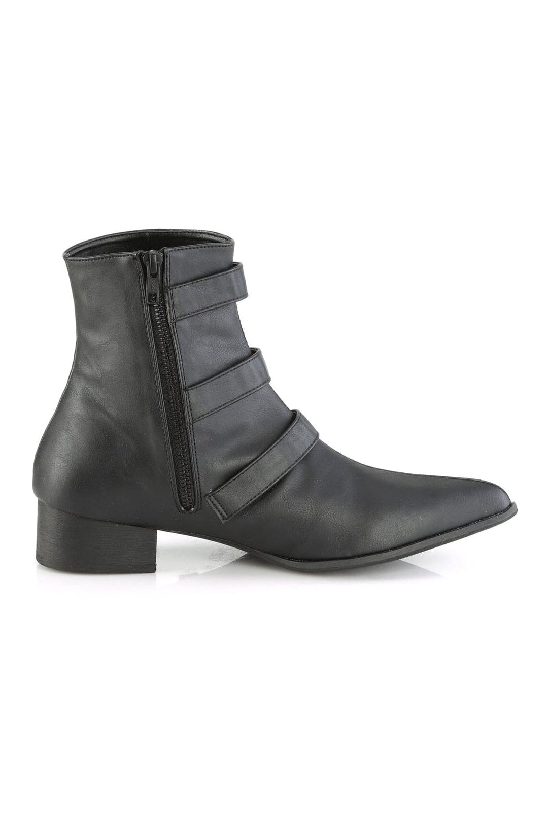 WARLOCK-50-B Black Vegan Leather Ankle Boot-Ankle Boots-Demonia-SEXYSHOES.COM