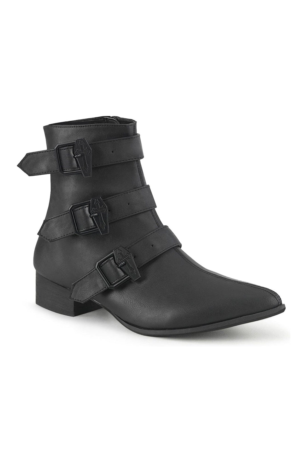 WARLOCK-50-C Black Vegan Leather Ankle Boot-Ankle Boots-Demonia-Black-10-Vegan Leather-SEXYSHOES.COM