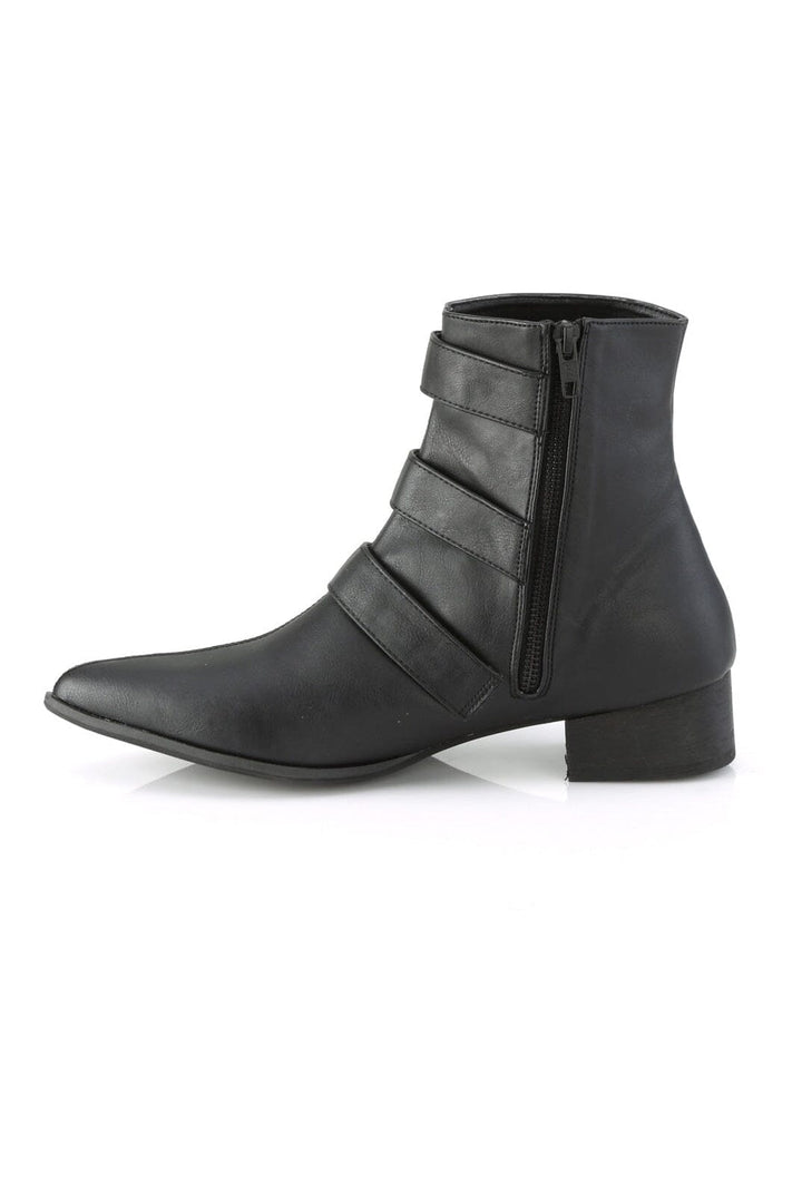 WARLOCK-50-C Black Vegan Leather Ankle Boot-Ankle Boots-Demonia-SEXYSHOES.COM