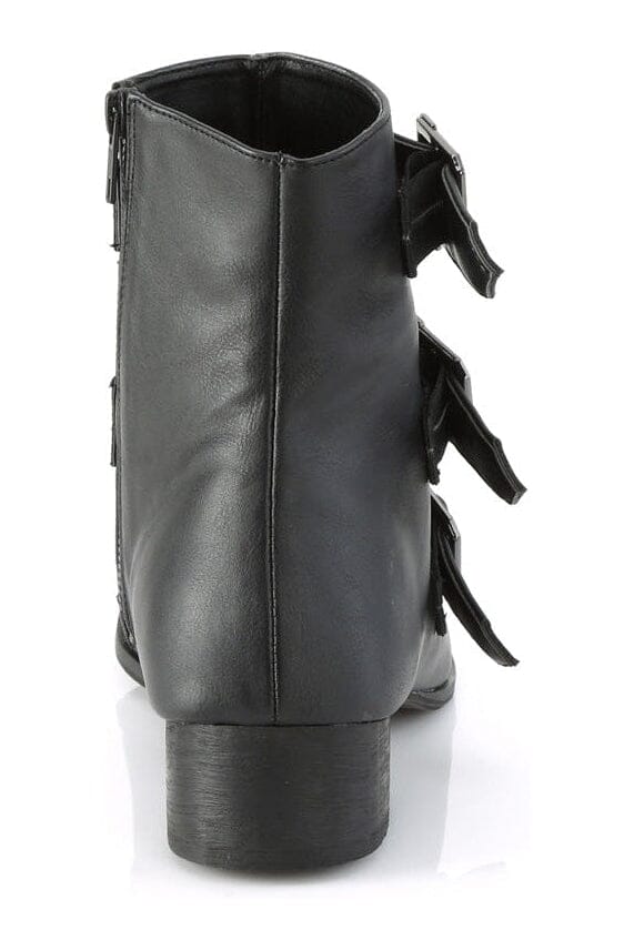 Demonia WARLOCK-50-C Black Vegan Leather Ankle Boot in Black Vegan Leather