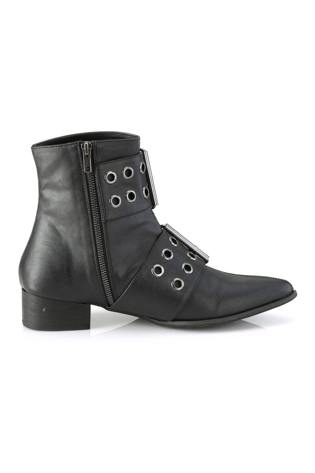 WARLOCK-55 Black Vegan Leather Ankle Boot-Ankle Boots-Demonia-SEXYSHOES.COM
