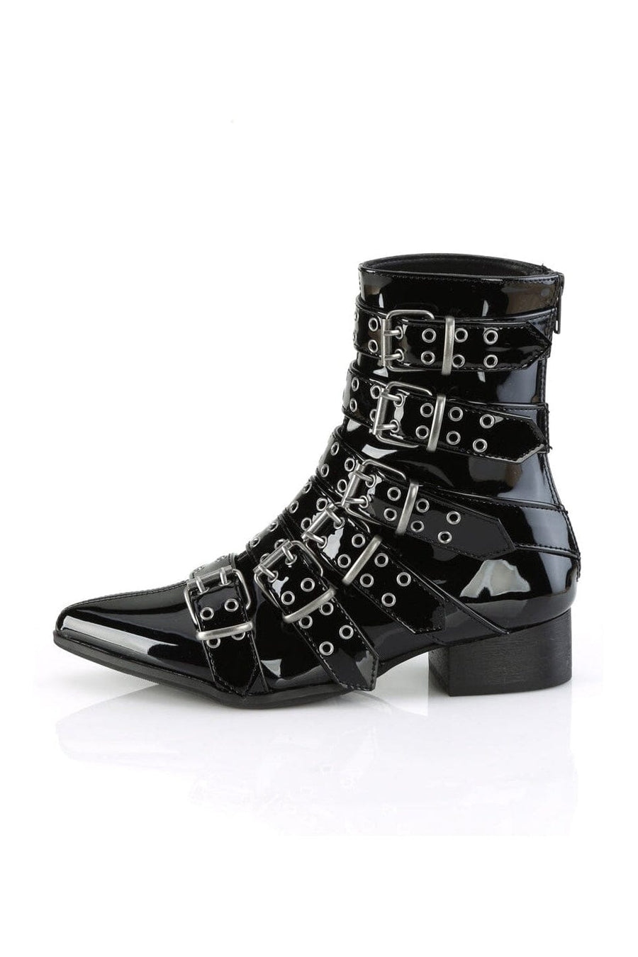 Demonia WARLOCK-70 Black Patent Knee Boot in Black Patent