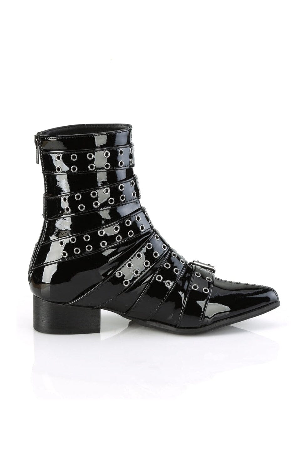 Demonia WARLOCK-70 Black Patent Knee Boot in Black Patent