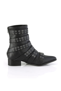 Demonia WARLOCK-70 Black Vegan Leather Knee Boot in Black Vegan Leather