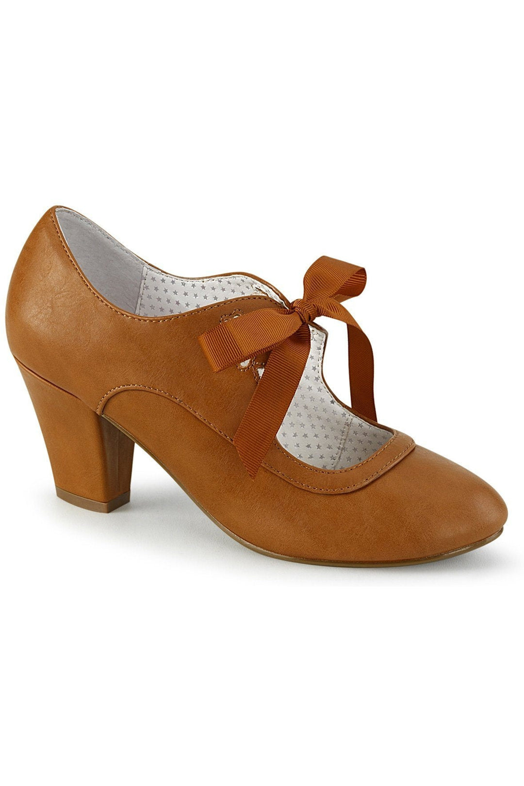 WIGGLE-32 Pump | Brown Faux Leather-Pumps-Pin Up Couture-Brown-7-Faux Leather-SEXYSHOES.COM