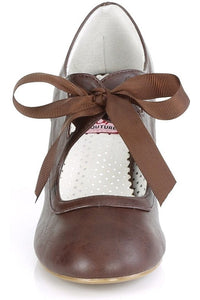 Pin Up Couture WIGGLE-32 Pump in Brown Faux Leather