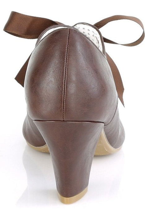 WIGGLE-32 Pump | Brown Faux Leather-Pumps-Pin Up Couture-SEXYSHOES.COM