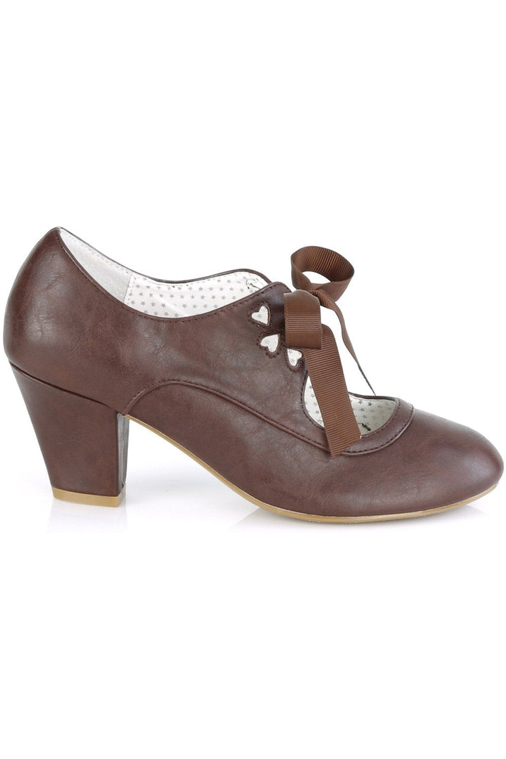 WIGGLE-32 Pump | Brown Faux Leather-Pumps-Pin Up Couture-SEXYSHOES.COM