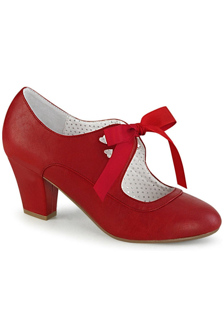 WIGGLE-32 Pump | Red Faux Leather-Pumps-Pin Up Couture-Red-7-Faux Leather-SEXYSHOES.COM
