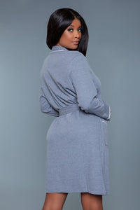BeWicked Waffle Full Length Bathrobe in Grey 