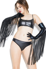 Wet Look Full Back Panty With Fishnet Elastic Trim | Plus Size