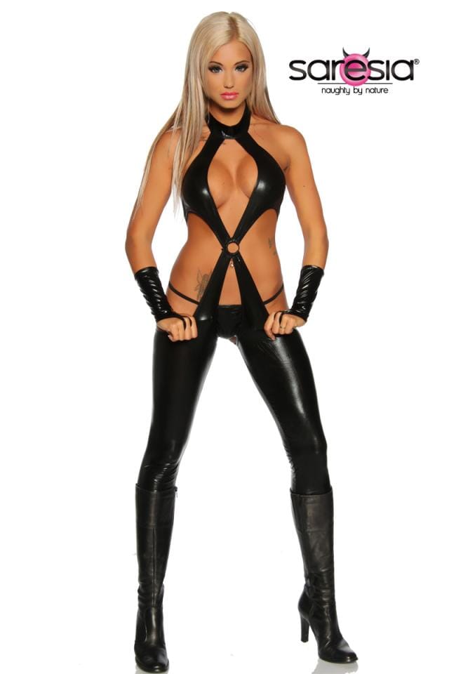 Wetlook, Cleverly Cut Overall Set-Fetish Bodysuits-Saresia-SEXYSHOES.COM