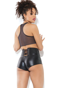 Wetlook High Waisted Booty Short-Booty Shorts-Coquette-Black-O/S-SEXYSHOES.COM