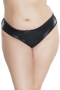 Coquette Wetlook Thong With Strappy Detail Back in Black  from SexyShoes.com