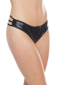 Coquette Wetlook Thong With Strappy Detail Back in Black  from SexyShoes.com