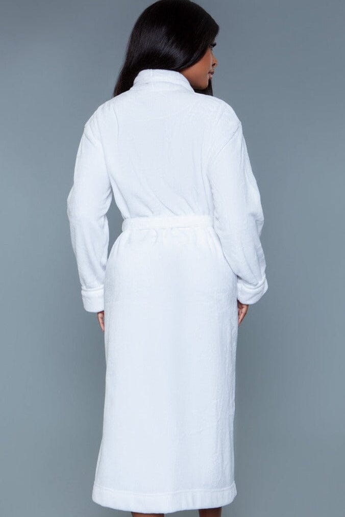 White Full-length Plush Robe-Gowns + Robes-BeWicked-SEXYSHOES.COM
