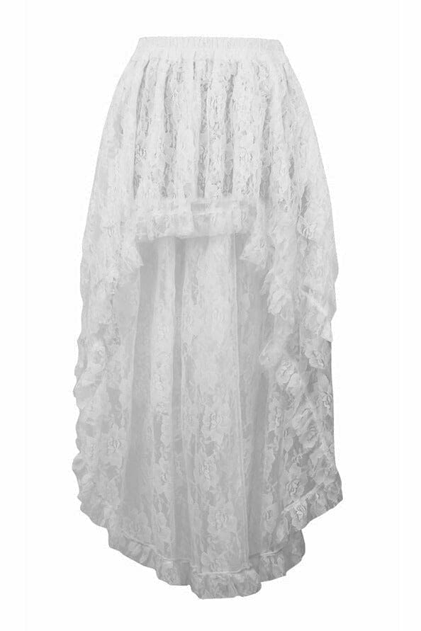 Daisy Corsets White Lace Hi Low Skirt in White  from SexyShoes.com