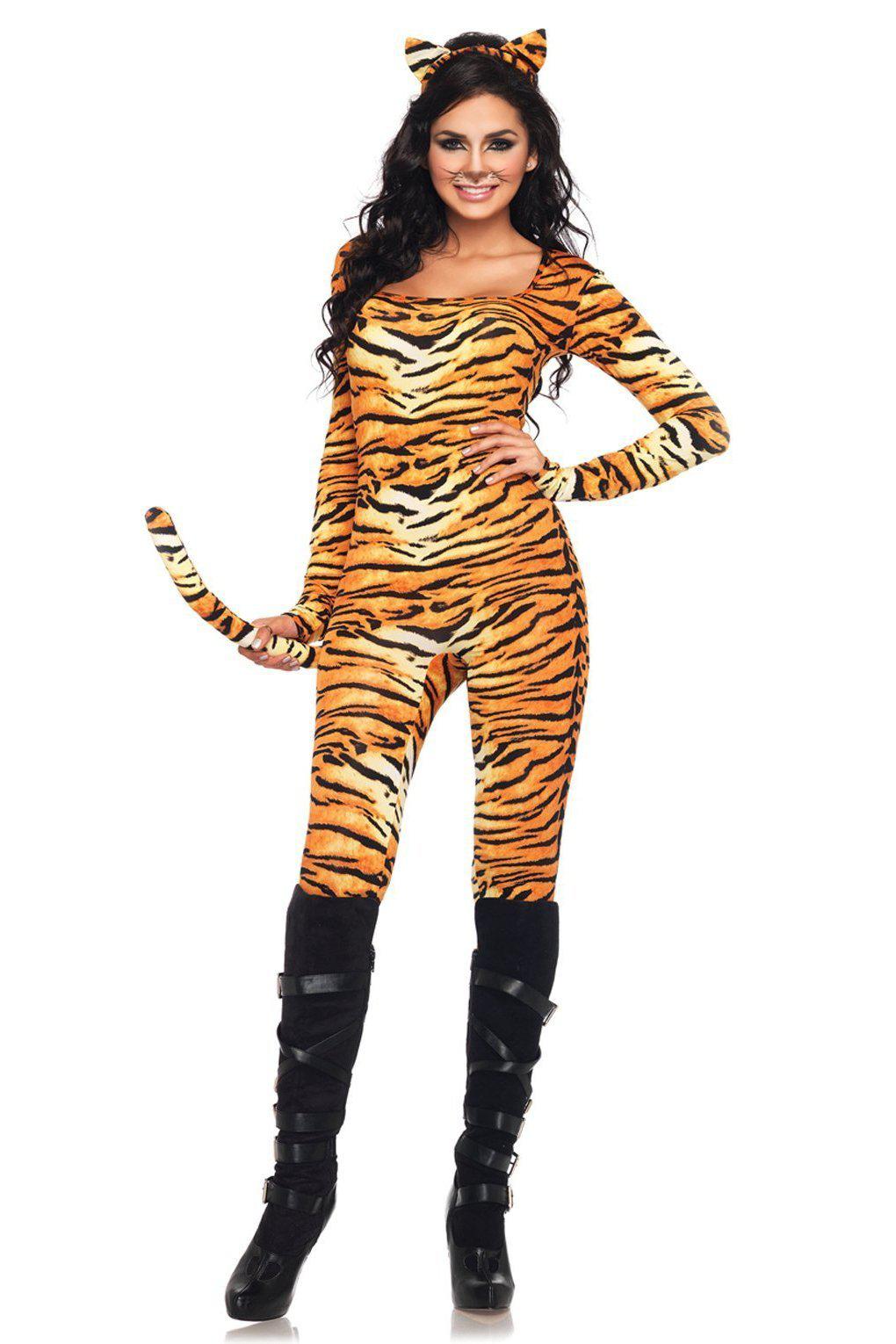 Leg Avenue Wild Tigress Catsuit in Orange 