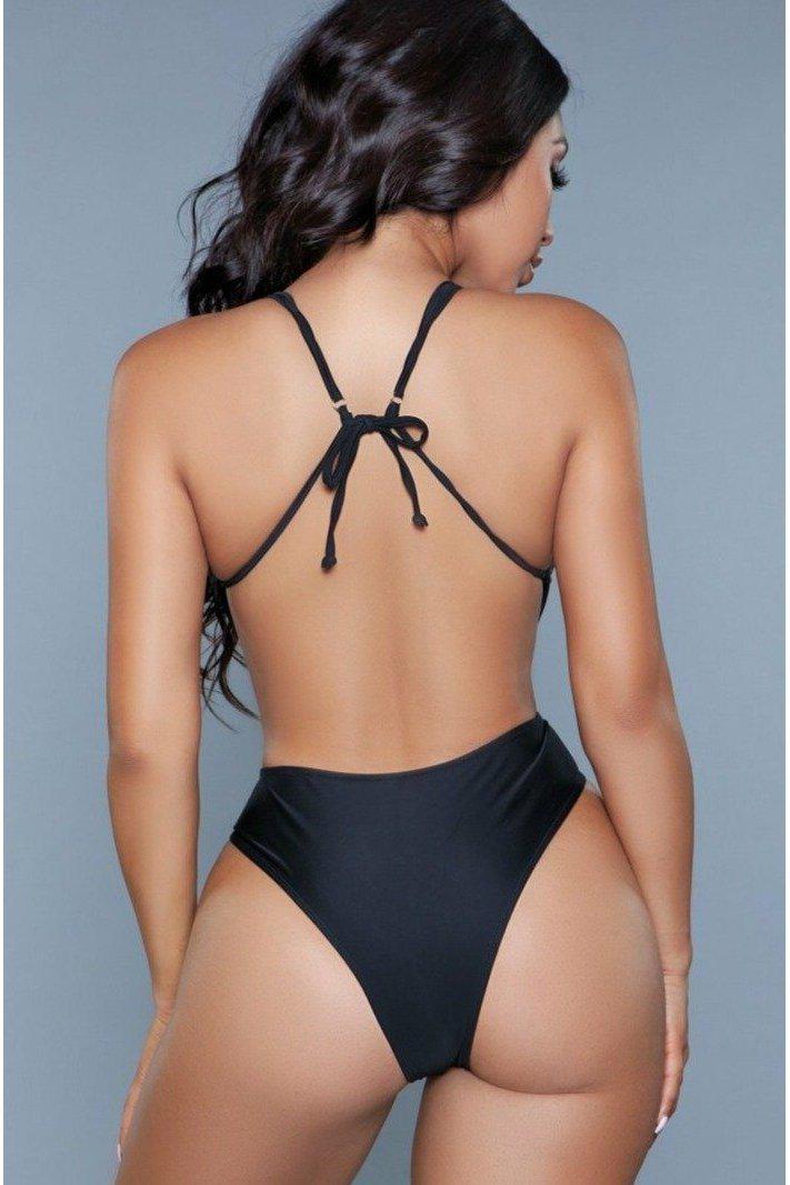 BeWicked Adjustable Tie One Piece Swimsuit in Black 