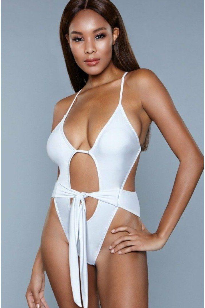Adjustable Tie One Piece Swimsuit-One Piece Swim-BeWicked-White-XS-SEXYSHOES.COM