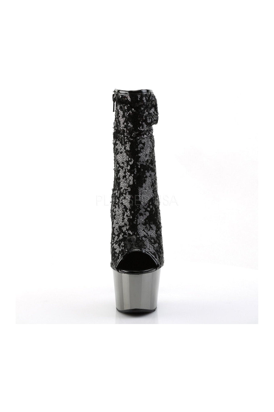 Pleaser ADORE-1008SQ Platform Boot in Black Sequins