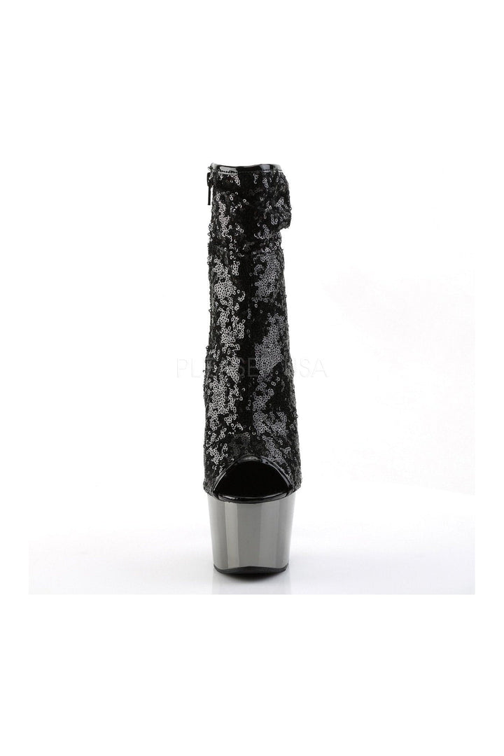 ADORE-1008SQ Platform Boot  | Black Sequins