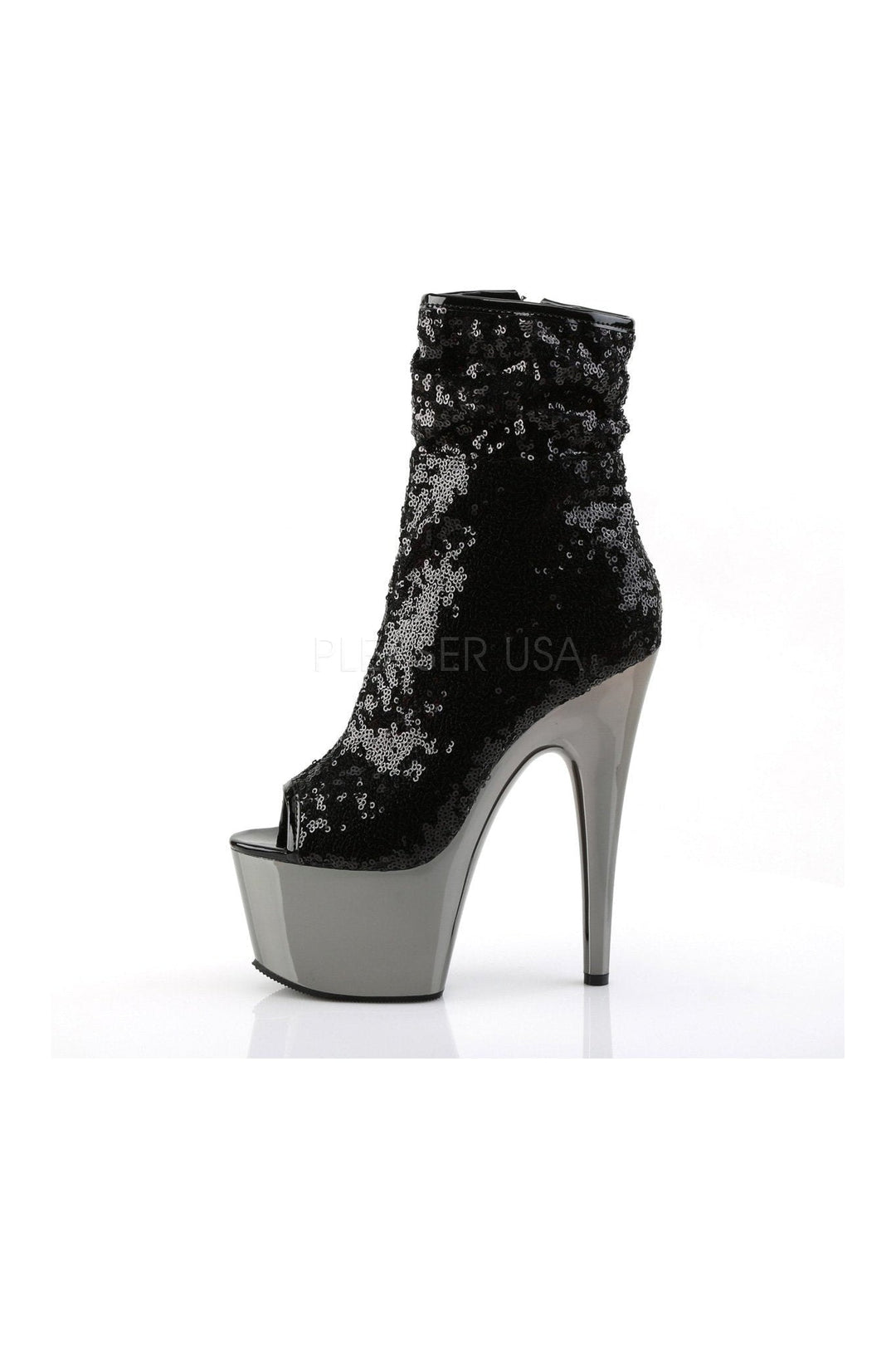 Pleaser ADORE-1008SQ Platform Boot in Black Sequins