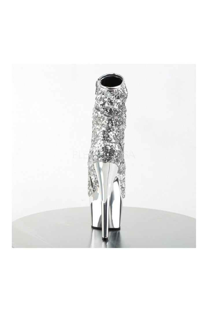 ADORE-1008SQ Platform Boot | Silver Sequins-Pleaser-Ankle Boots-SEXYSHOES.COM