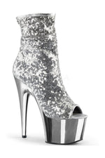 ADORE-1008SQ Platform Boot  | Silver Sequins