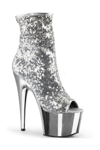 Pleaser ADORE-1008SQ Platform Boot in Silver Sequins from SexyShoes.com