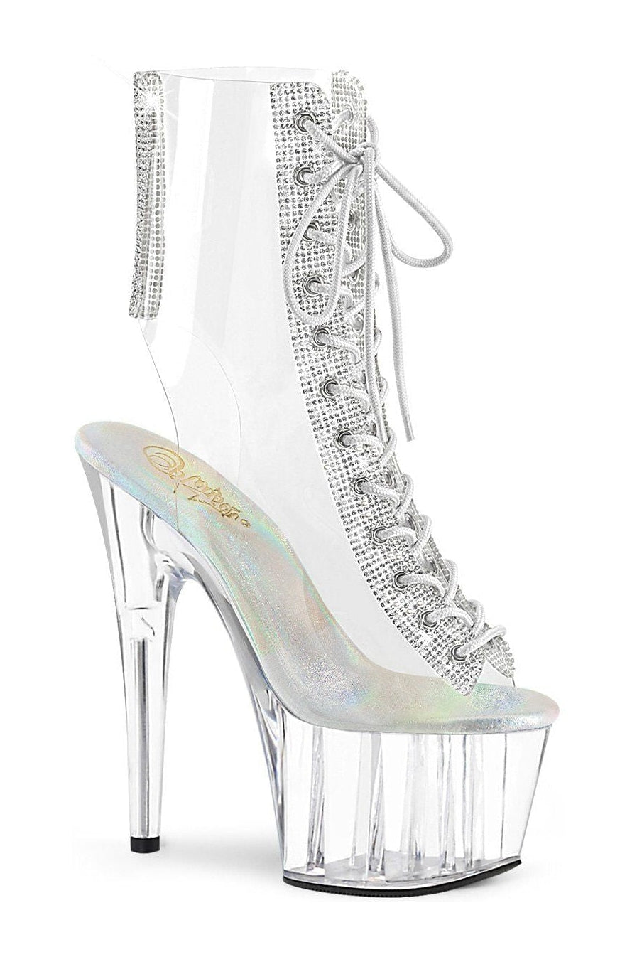 Pleaser Clear Ankle Boots Platform Stripper Shoes | Buy at Sexyshoes.com