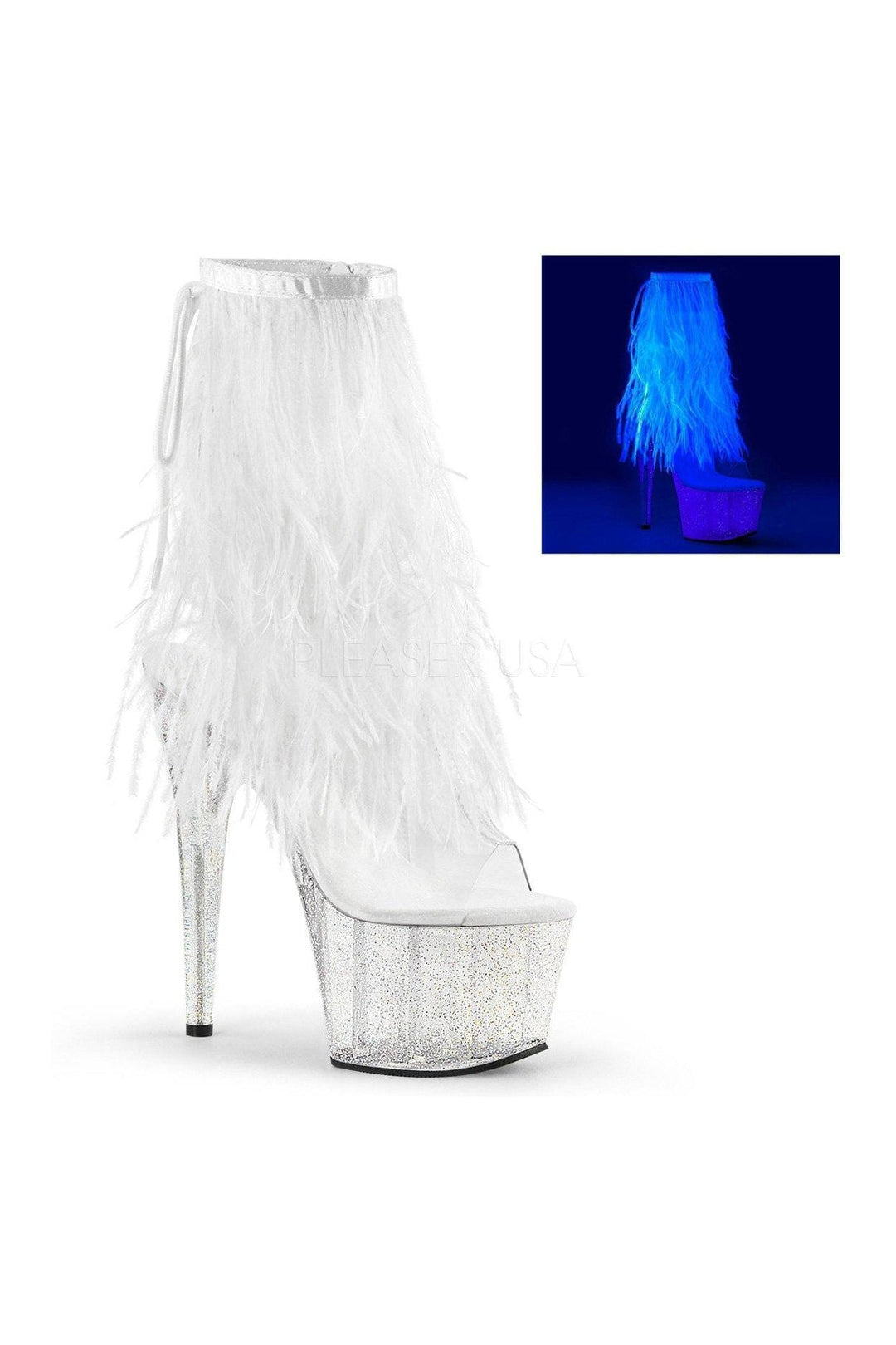 Pleaser Clear Ankle Boots Platform Stripper Shoes | Buy at Sexyshoes.com