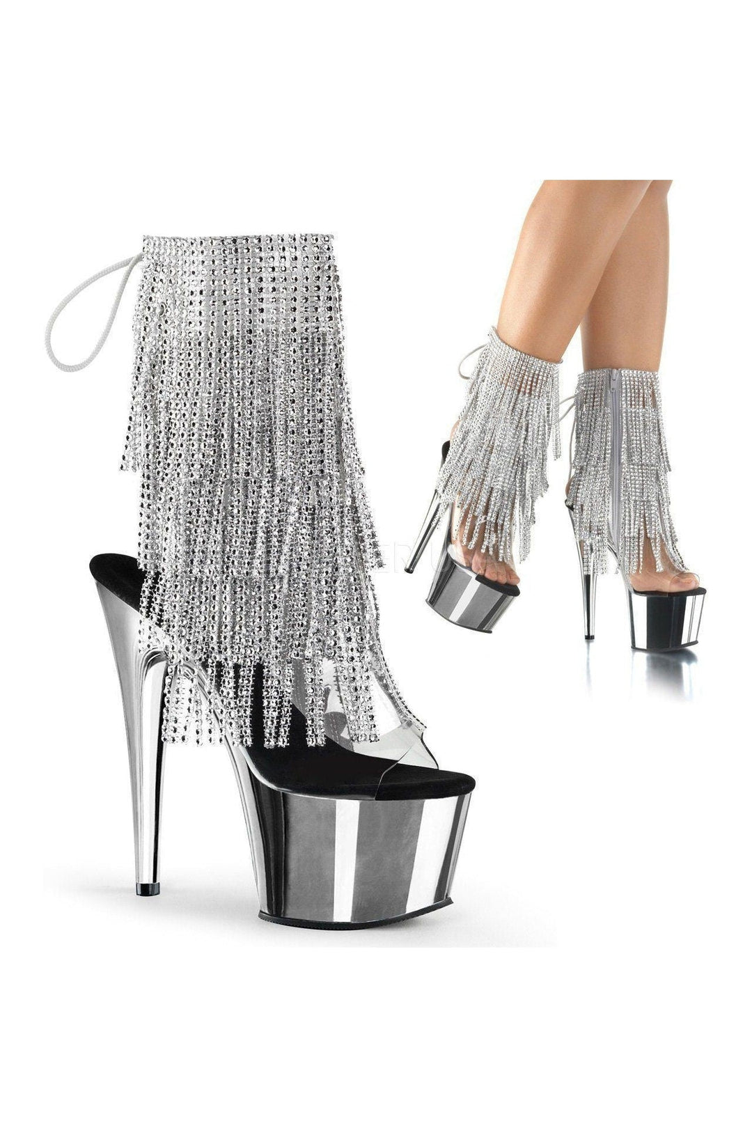 ADORE-1017RSF Platform Boot | Clear Vinyl-Pleaser-Clear-Ankle Boots-SEXYSHOES.COM