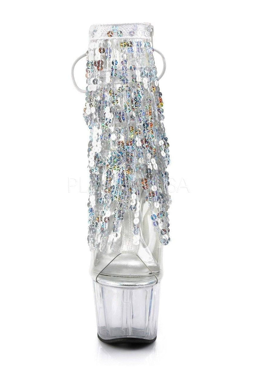 Pleaser ADORE-1017SQF Platform Boot in Clear Vinyl