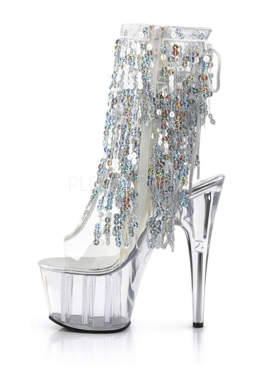 Pleaser ADORE-1017SQF Platform Boot in Clear Vinyl