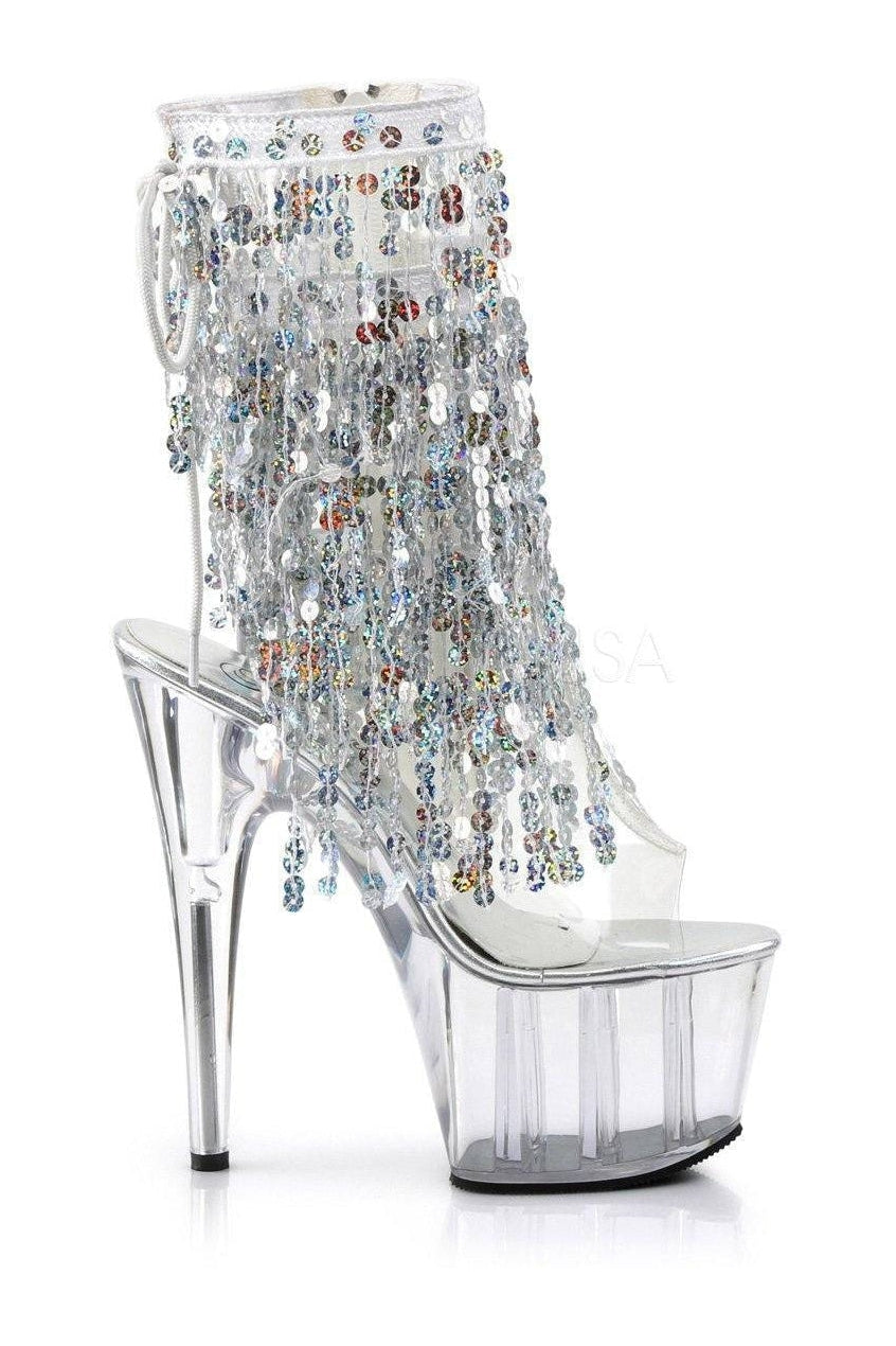 Pleaser ADORE-1017SQF Platform Boot in Clear Vinyl