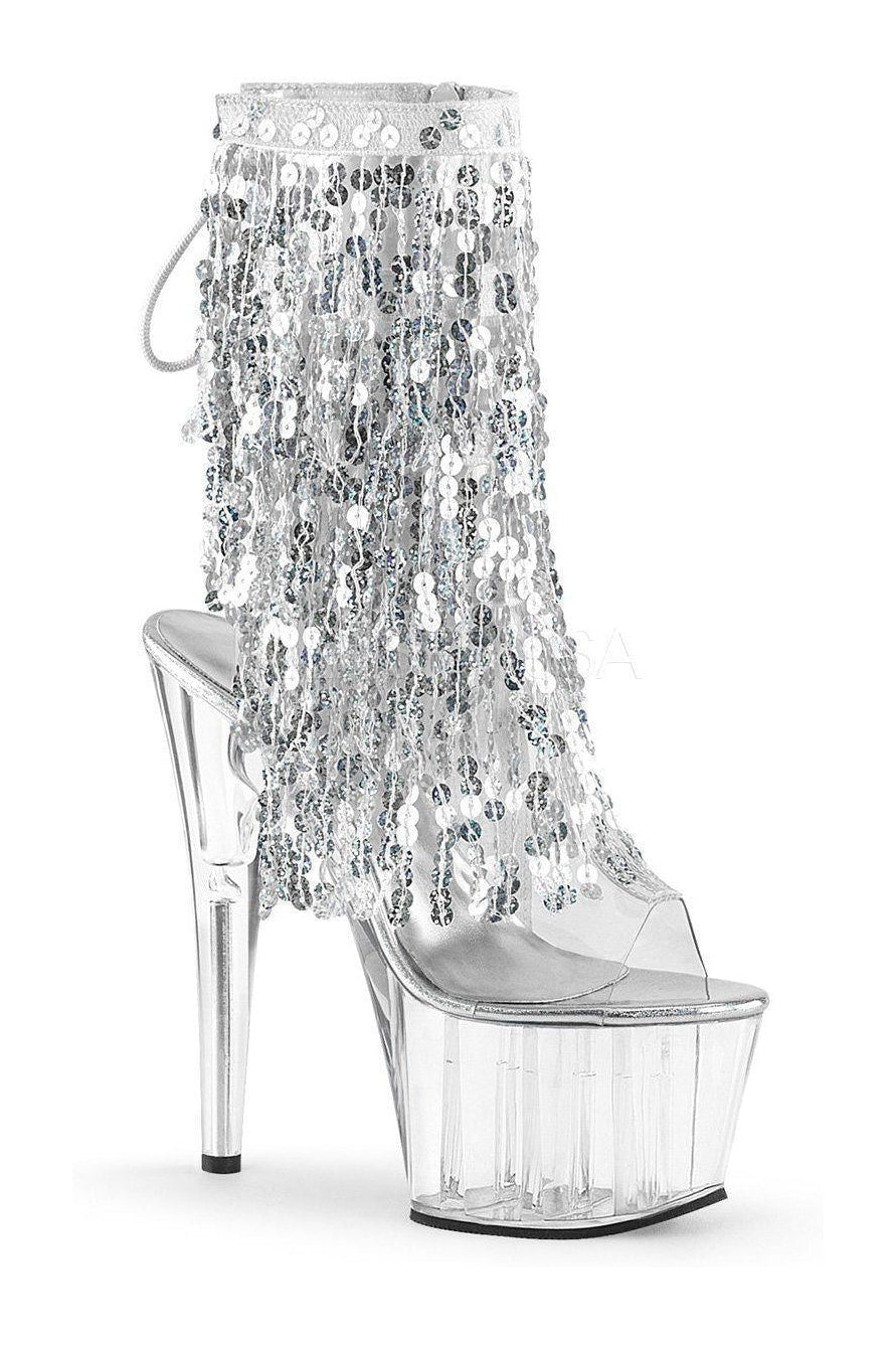 Pleaser ADORE-1017SQF Platform Boot in Clear Vinyl from SexyShoes.com
