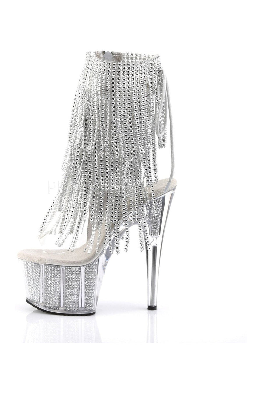 Pleaser ADORE-1017SRS Platform Boot in Clear Vinyl