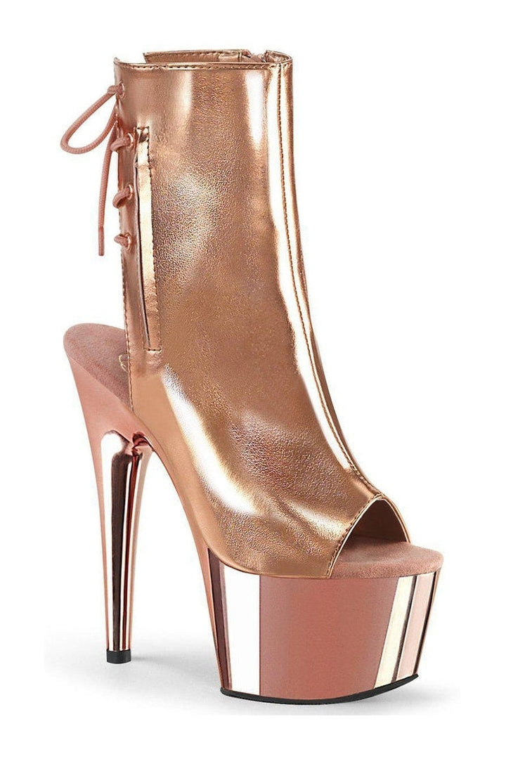 ADORE-1018 Exotic Platform Ankle Boot | Gold Faux Leather-Ankle Boots-Pleaser-SEXYSHOES.COM