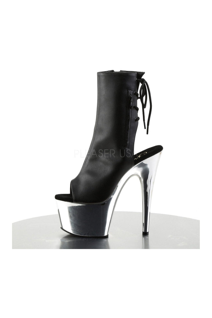 ADORE-1018 Platform Boot | Black Faux Leather-Pleaser-Ankle Boots-SEXYSHOES.COM