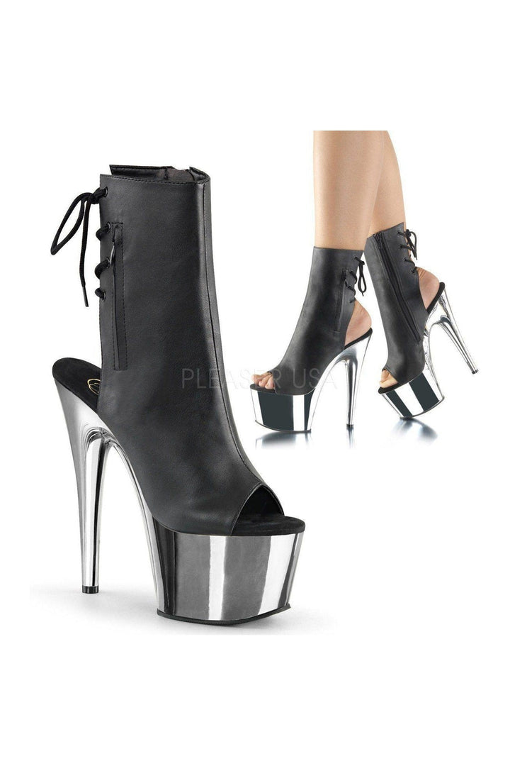ADORE-1018 Platform Boot | Black Faux Leather-Pleaser-Black-Ankle Boots-SEXYSHOES.COM