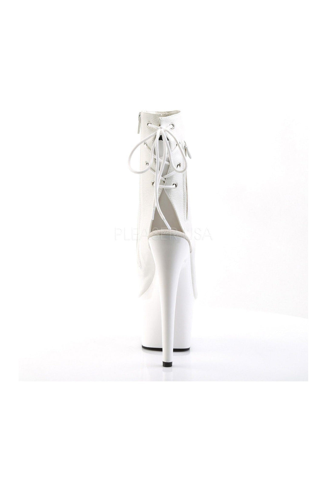 ADORE-1018 Platform Boot | White Faux Leather-Pleaser-Ankle Boots-SEXYSHOES.COM