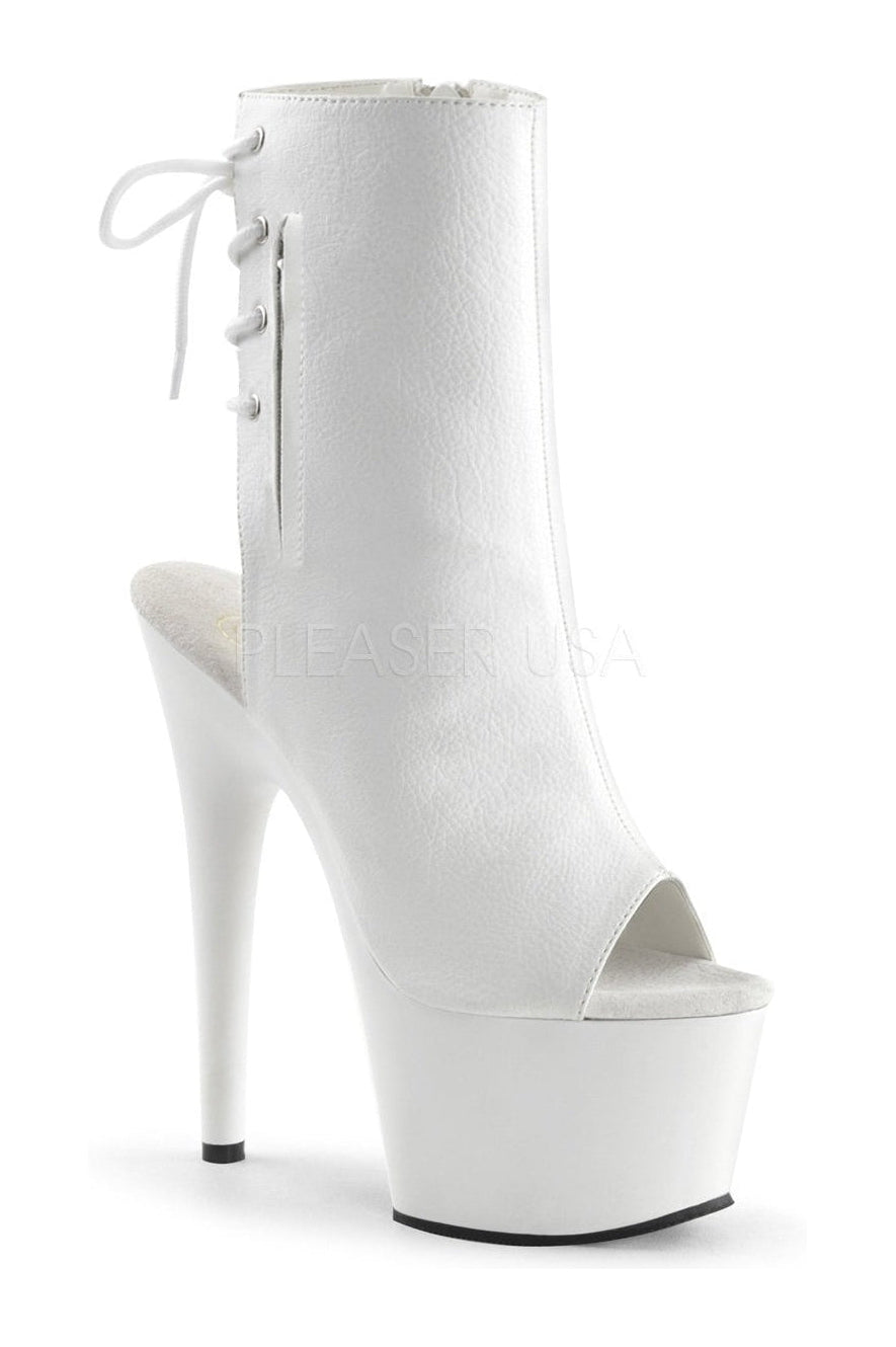 Pleaser ADORE-1018 Platform Boot in White Faux Leather from SexyShoes.com