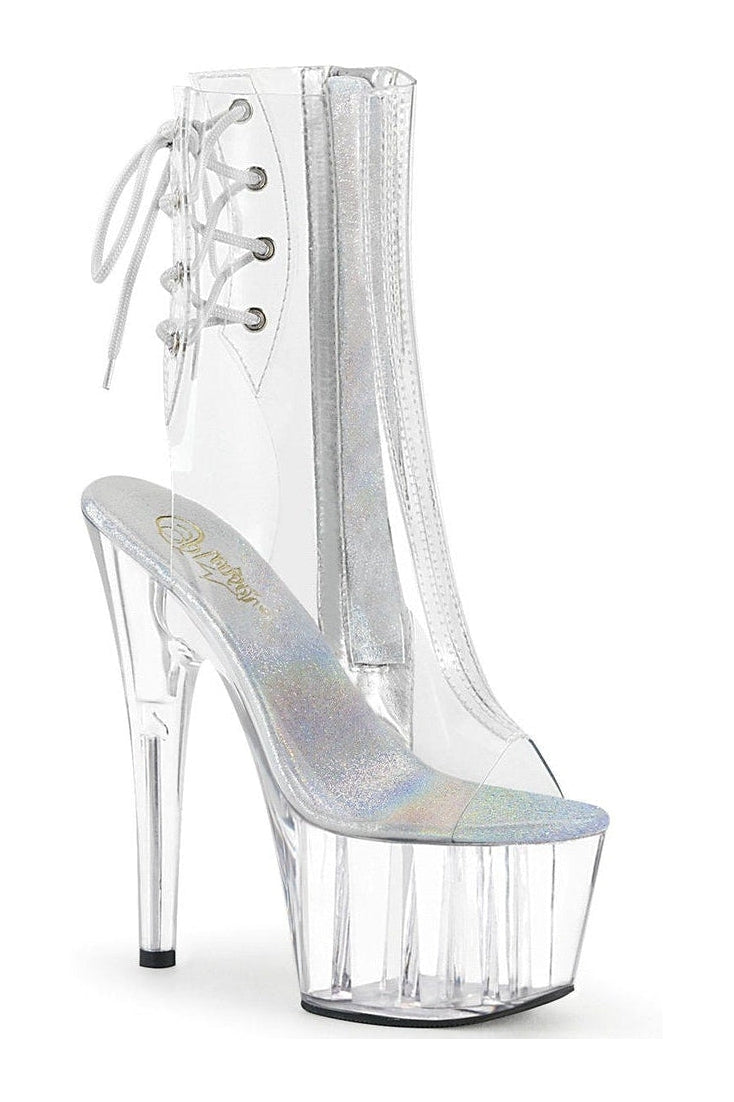 Pleaser ADORE-1018C Exotic Boot in Clear Vinyl from SexyShoes.com