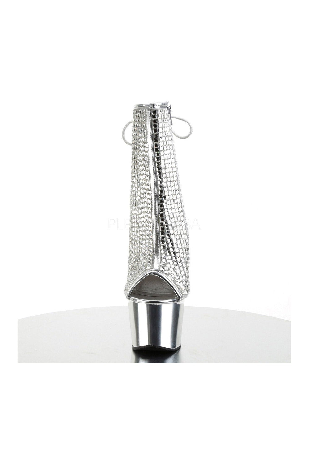 Pleaser ADORE-1018DCS Platform Boot in Silver Faux Leather